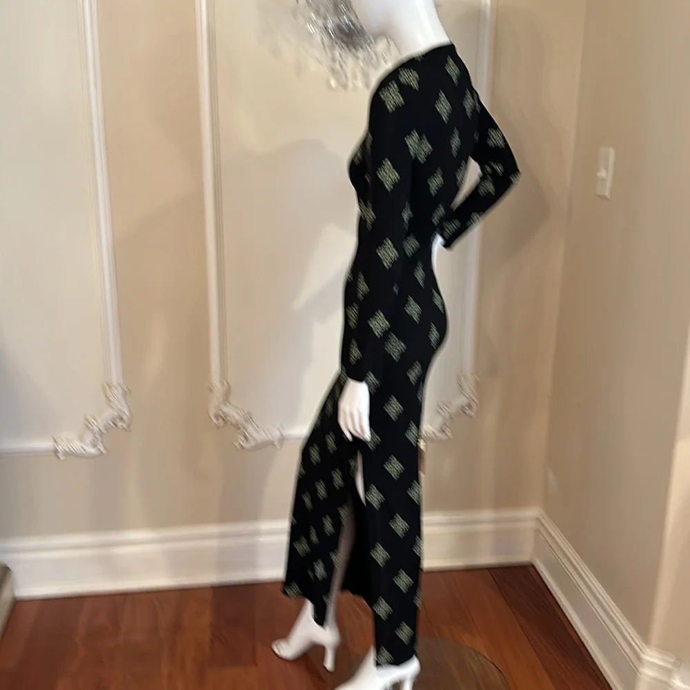 GIANNI VERSACE VERSUS Vintage Floor Long Viscose Black Dress size 28 42 - Picture 4 of 13